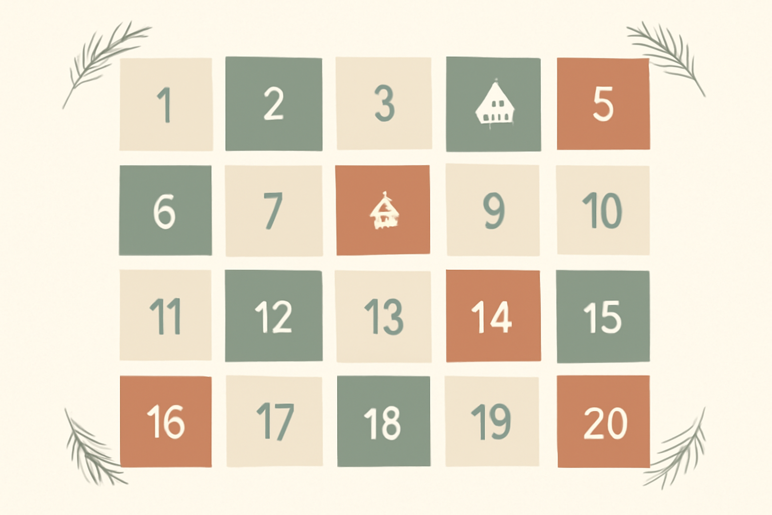 Printable advent calendar poster with a numbered grid
