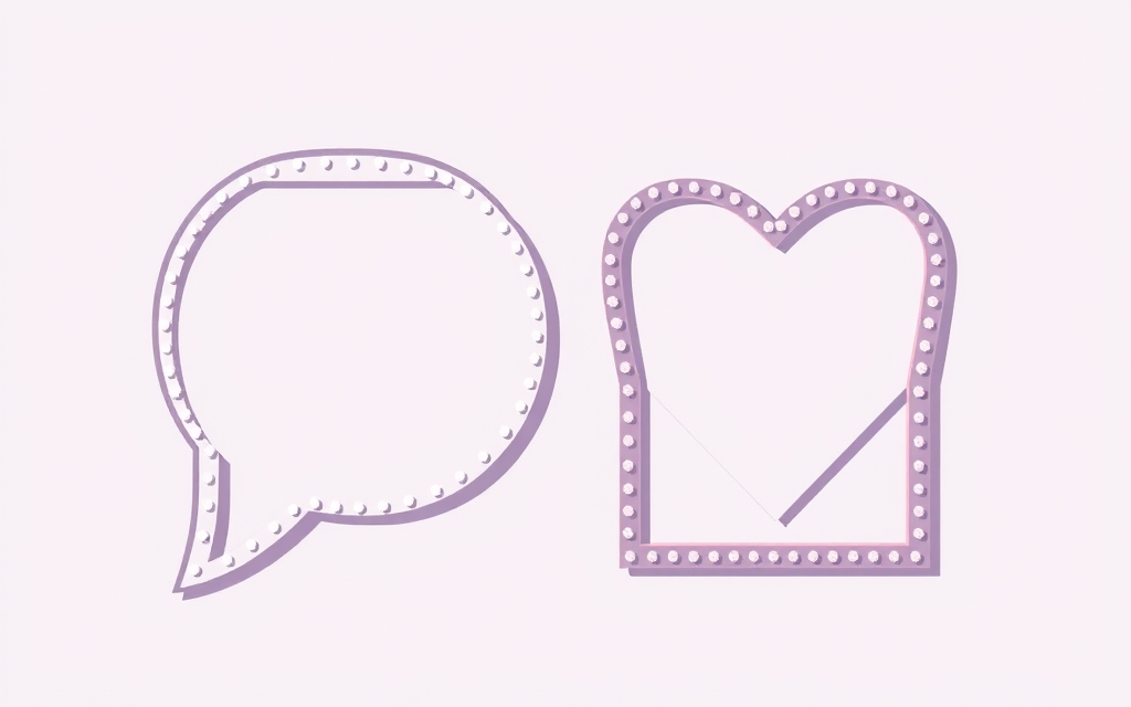 A speech-bubble frame and a heart frame with decorative dotted borders