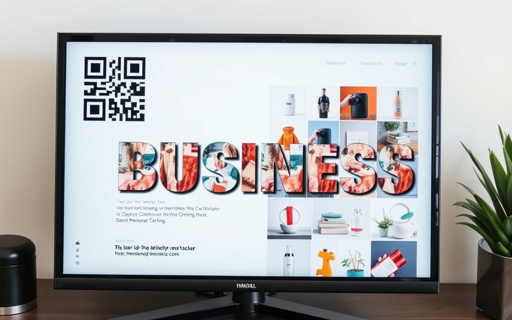 Small business branding kit: business cards, flyer with QR code, and a printed content calendar