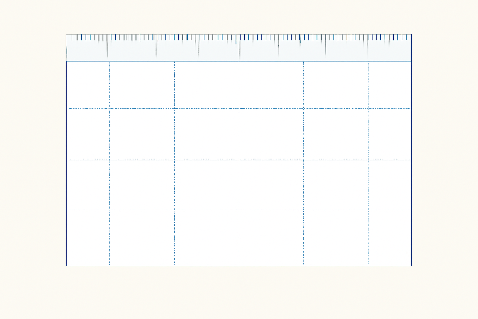 A blank design canvas with thin dashed alignment guide lines and rulers along the edges