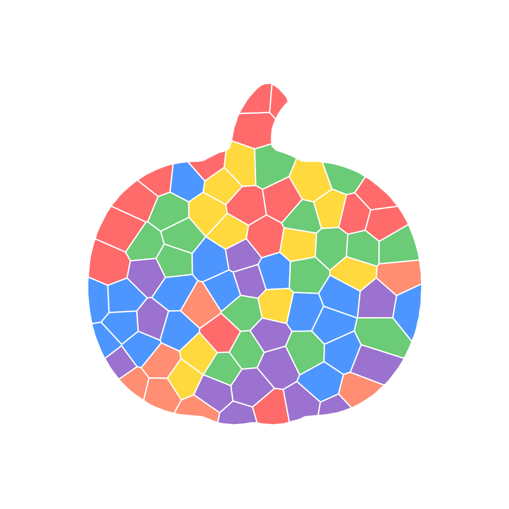 Hard difficulty: the same pumpkin cut into 81 smaller mosaic pieces