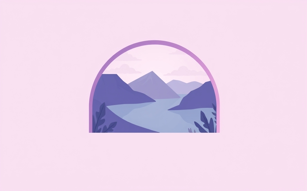 An arc-shaped photo frame filled with a landscape photo in a Canva layout