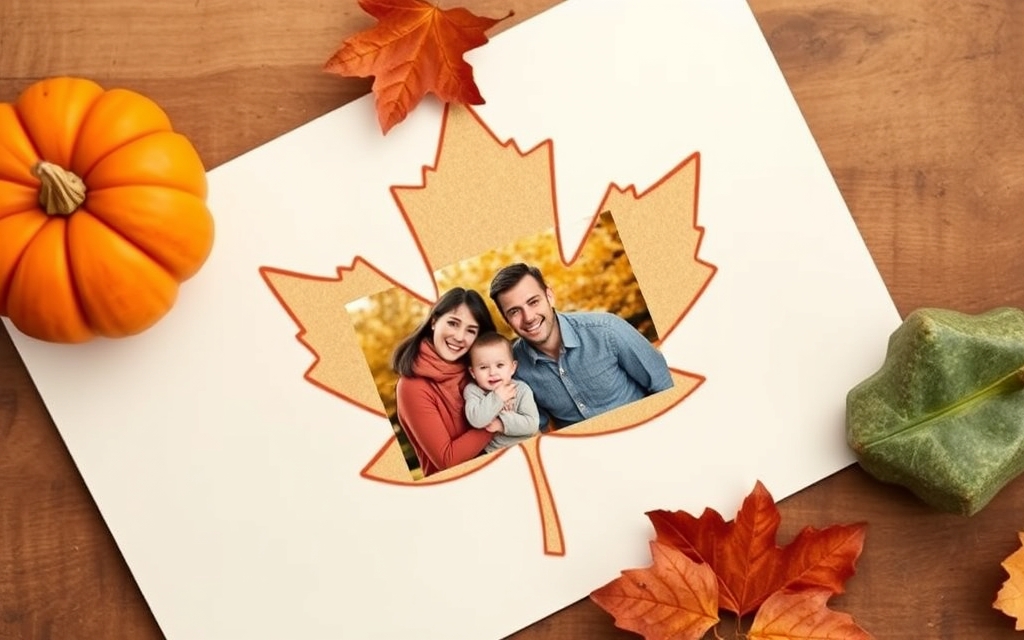 Cozy autumn flat lay with maple leaves, a small pumpkin, coffee and an open planner