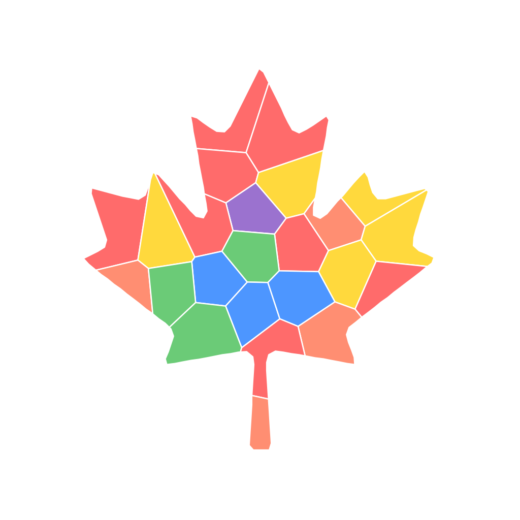 A 24-piece maple leaf mosaic sticker sheet in autumn colours