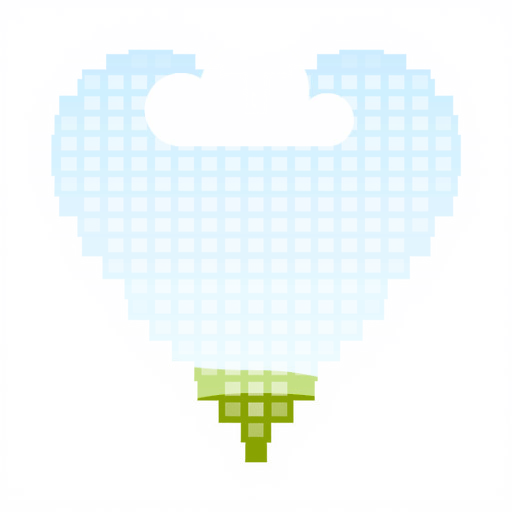 A heart silhouette built from a grid of small squares