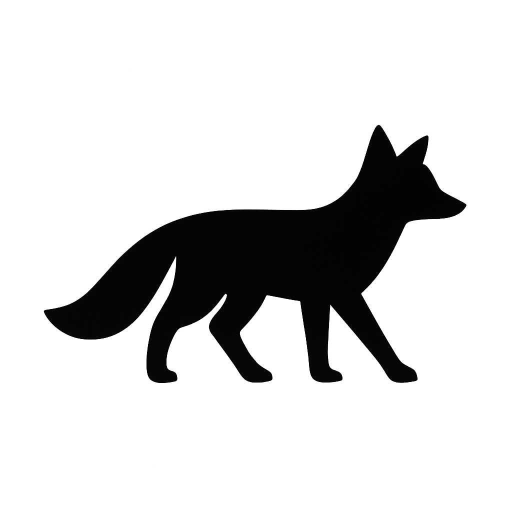 Before: a plain black fox silhouette with no numbered regions