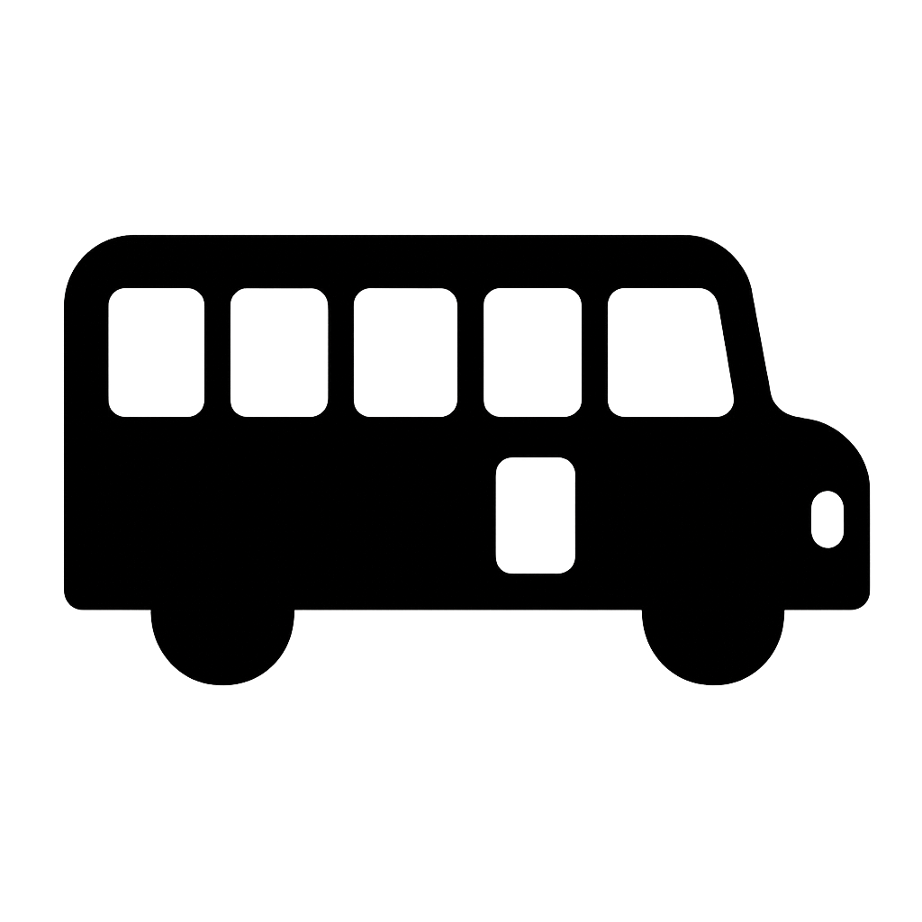 Plain black school bus silhouette before it is split into mosaic pieces
