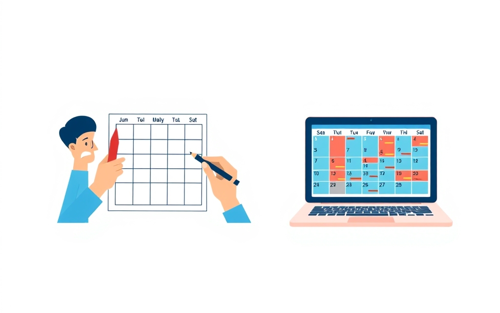 Building a calendar grid by hand versus generating one instantly with a one-click tool