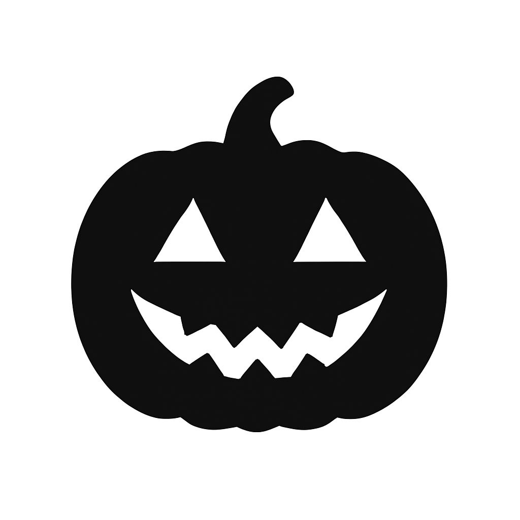 A black pumpkin jack-o-lantern silhouette used as the source shape for a frame