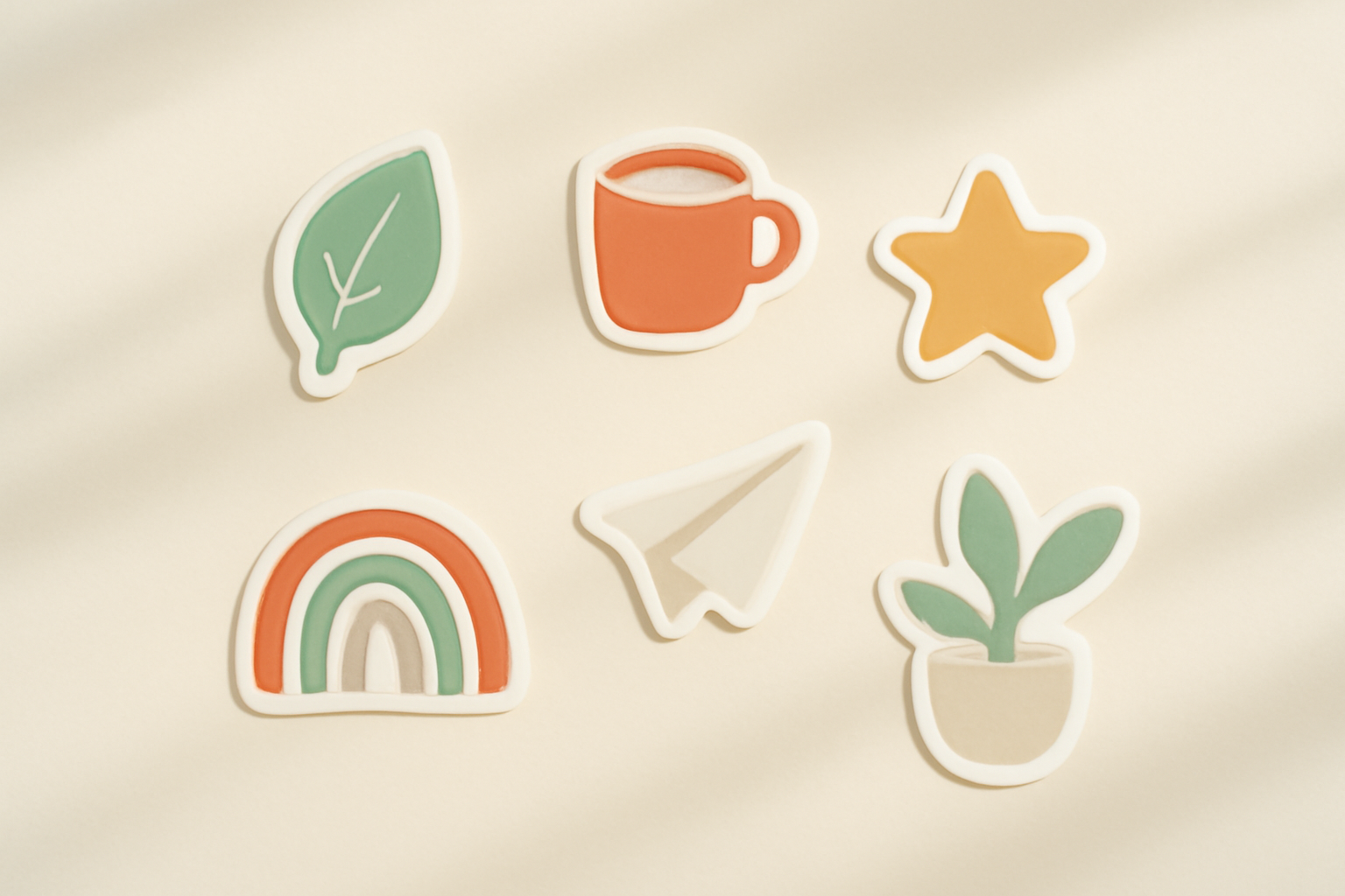 A set of die-cut vinyl stickers with white offset borders