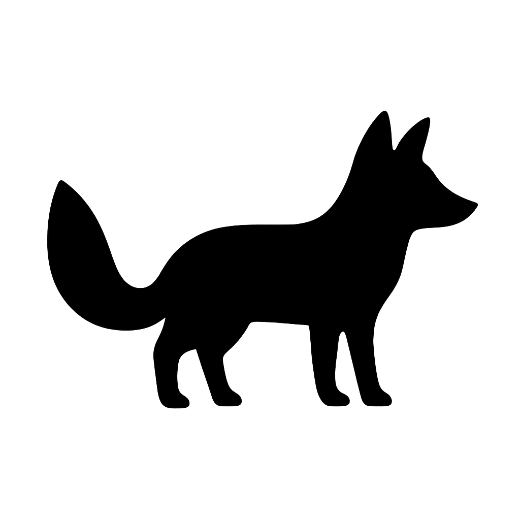 Plain black fox silhouette before tessellation, the raw shape a mosaic generator starts from