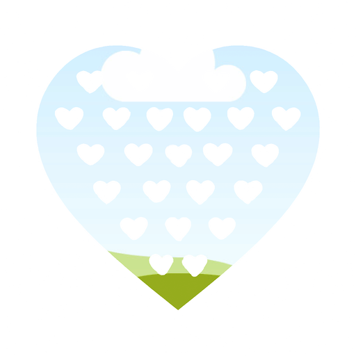 A heart frame filled with a pattern of smaller hearts