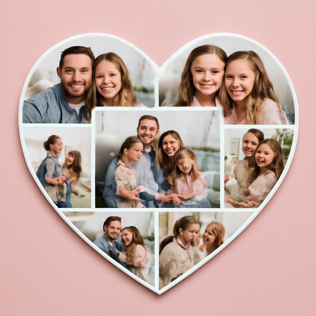 A heart-shaped photo collage example