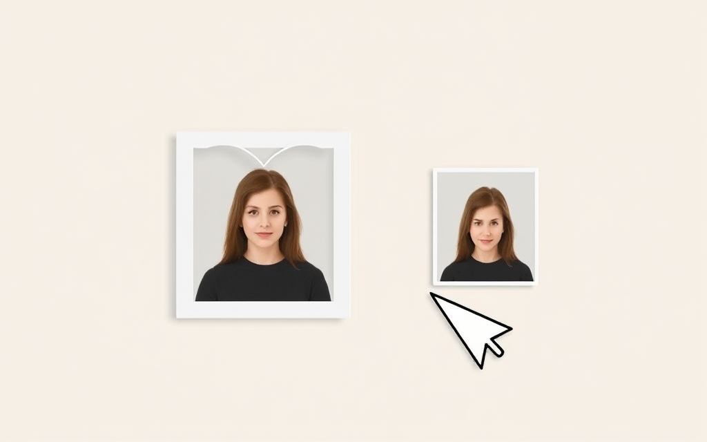 A portrait photo inside a shaped frame with a cursor dragging a second photo to swap it