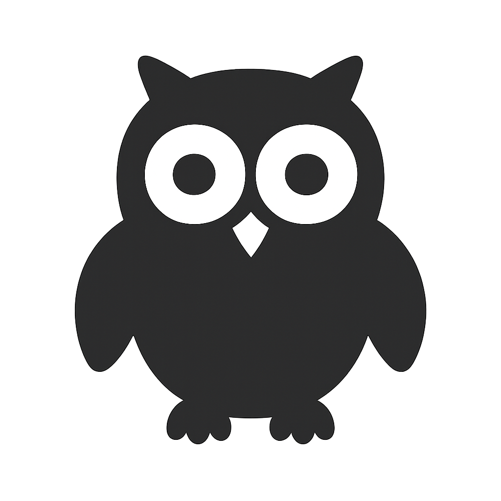 Plain black owl silhouette before it is split into mosaic pieces