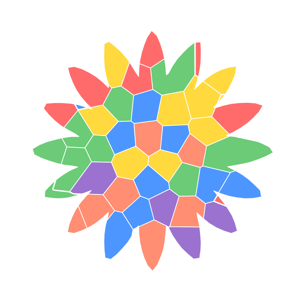 Sunflower mosaic sticker with 45 colored pieces on medium difficulty