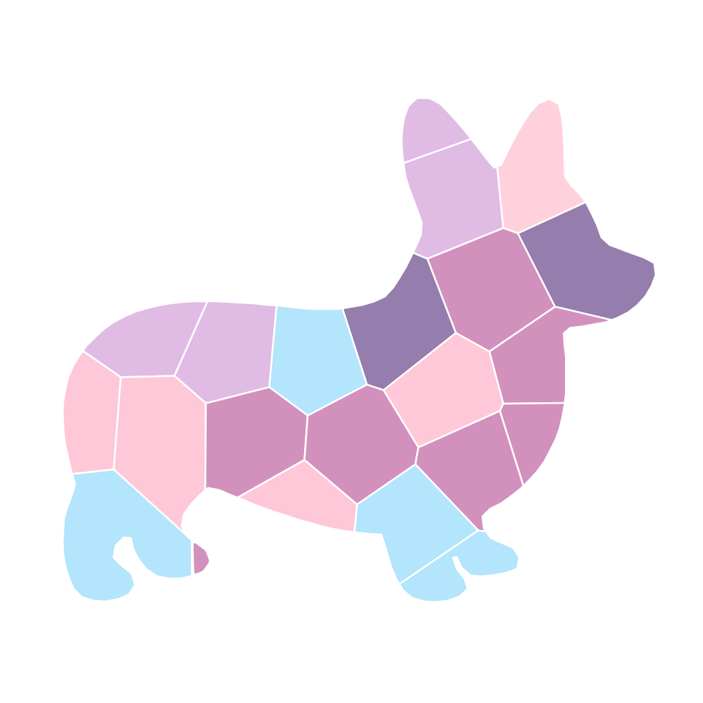 22-piece corgi mosaic sticker in a pastel palette