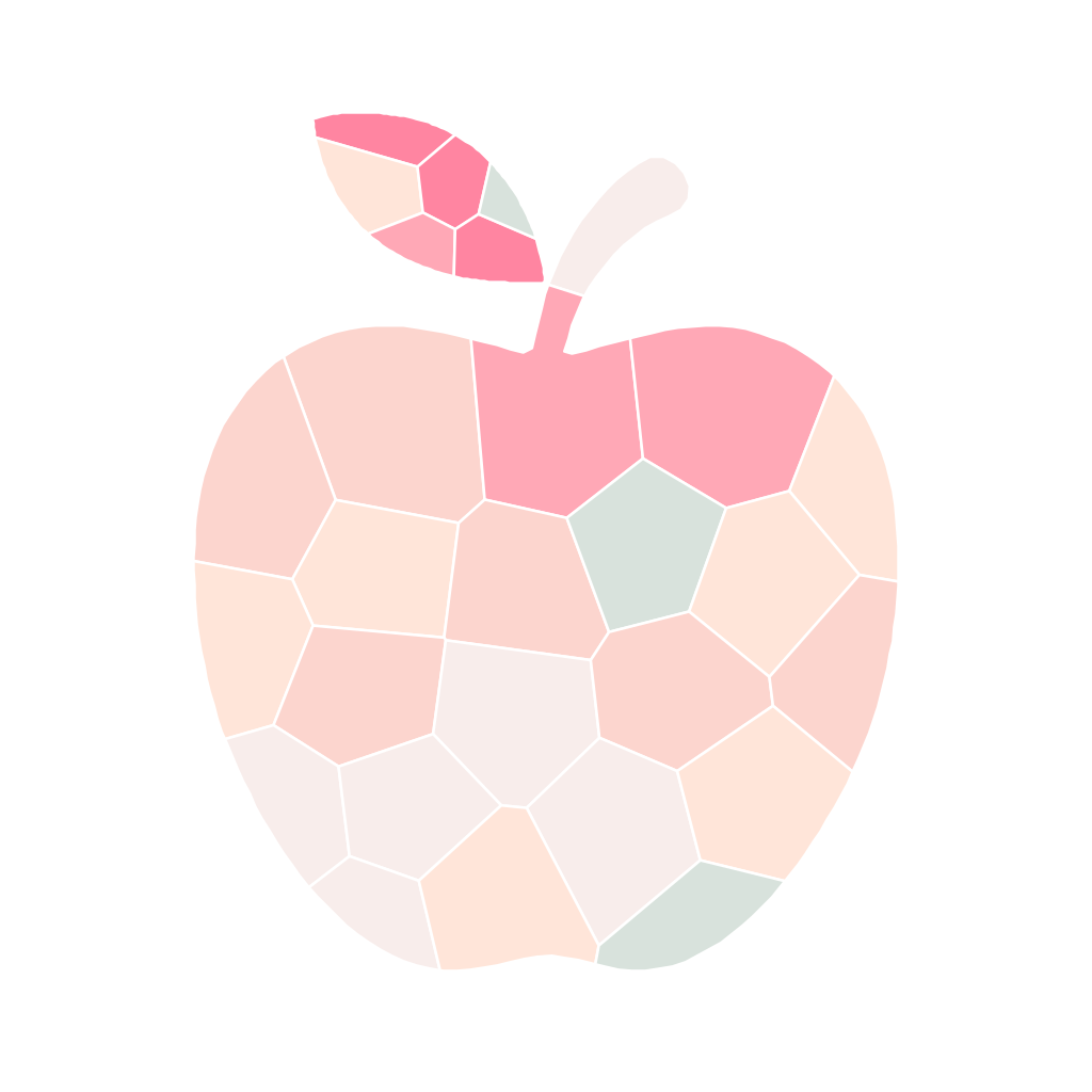 Apple mosaic sticker made of 28 pastel candy-colored pieces, an easy design for young children