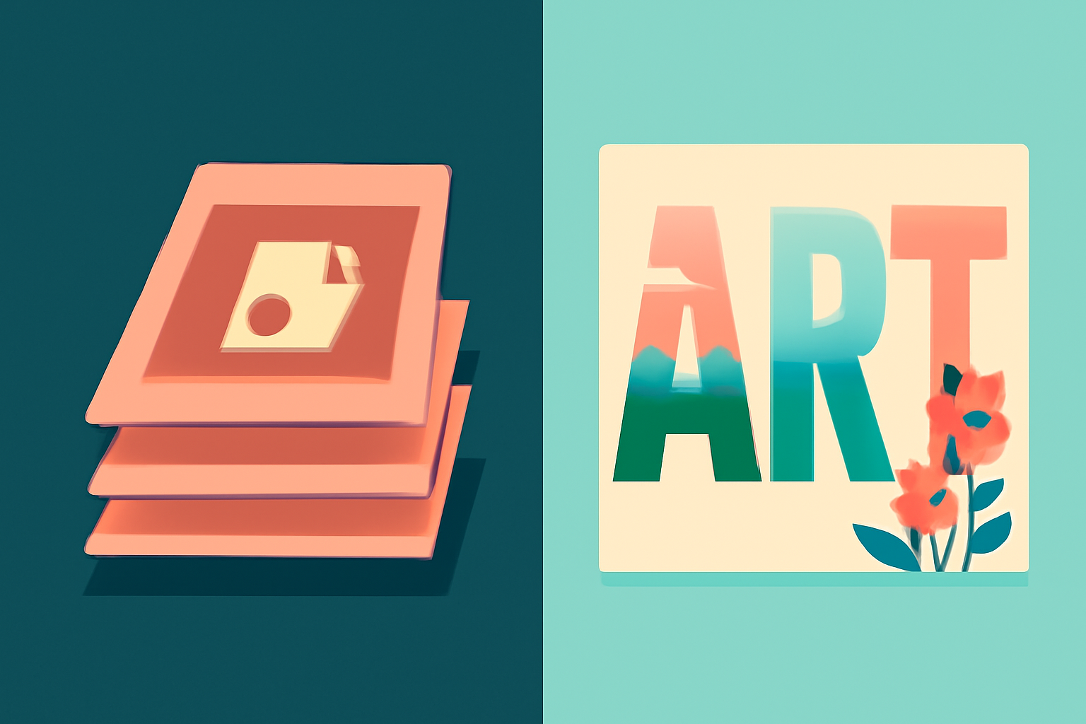 Layered Photoshop-style workflow versus a simple Canva canvas with photo-filled letters
