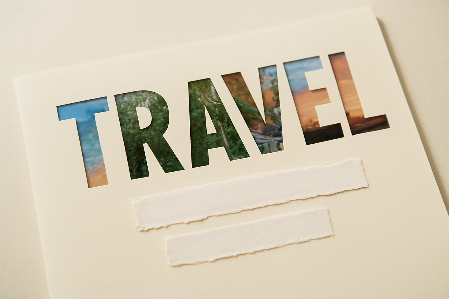 Scrapbook title word with a different photograph inside each letter