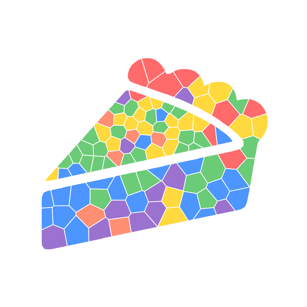A 99-piece pumpkin pie slice mosaic in a vibrant palette