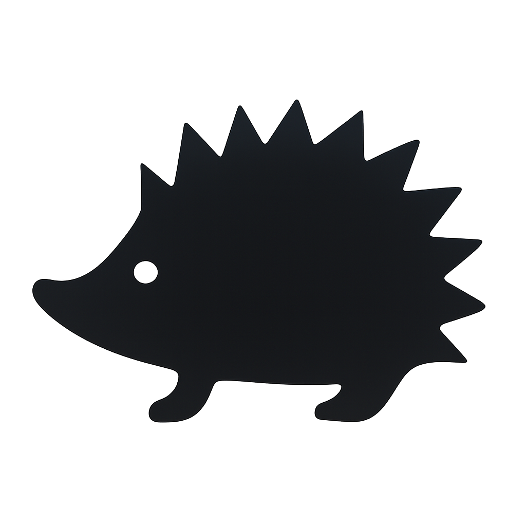 Plain black hedgehog silhouette before it is divided into numbered areas